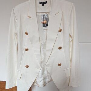 Attitude Unknown Balmain-like Blazer Cream Gold Jacket XS